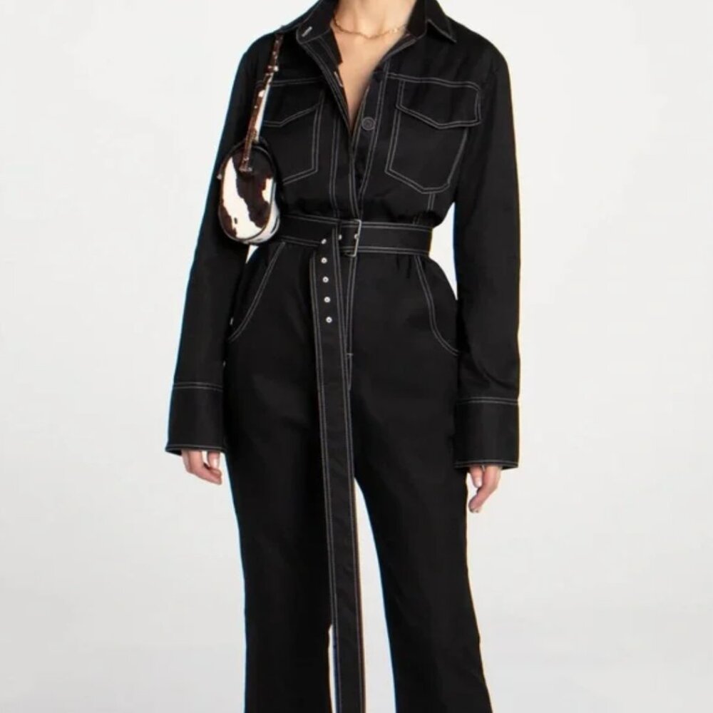 Orseund Iris Black Belted Jumpsuit